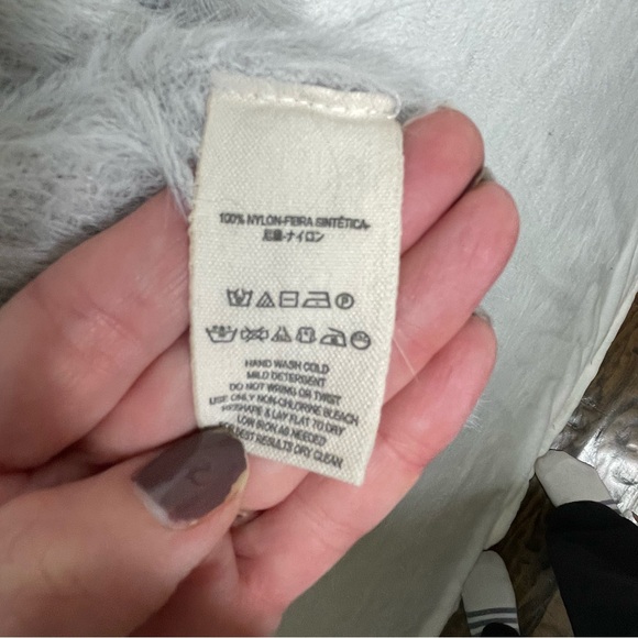 Free People Fuzzy Eyelash Sweater Cardigan Super Soft Cozy Silver Grey Size M - Picture 6 of 7